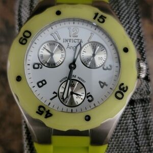 Invicta Angel Watch 0697 Women 30m Silver Green Analog Quartz‎ Watch New Battery
